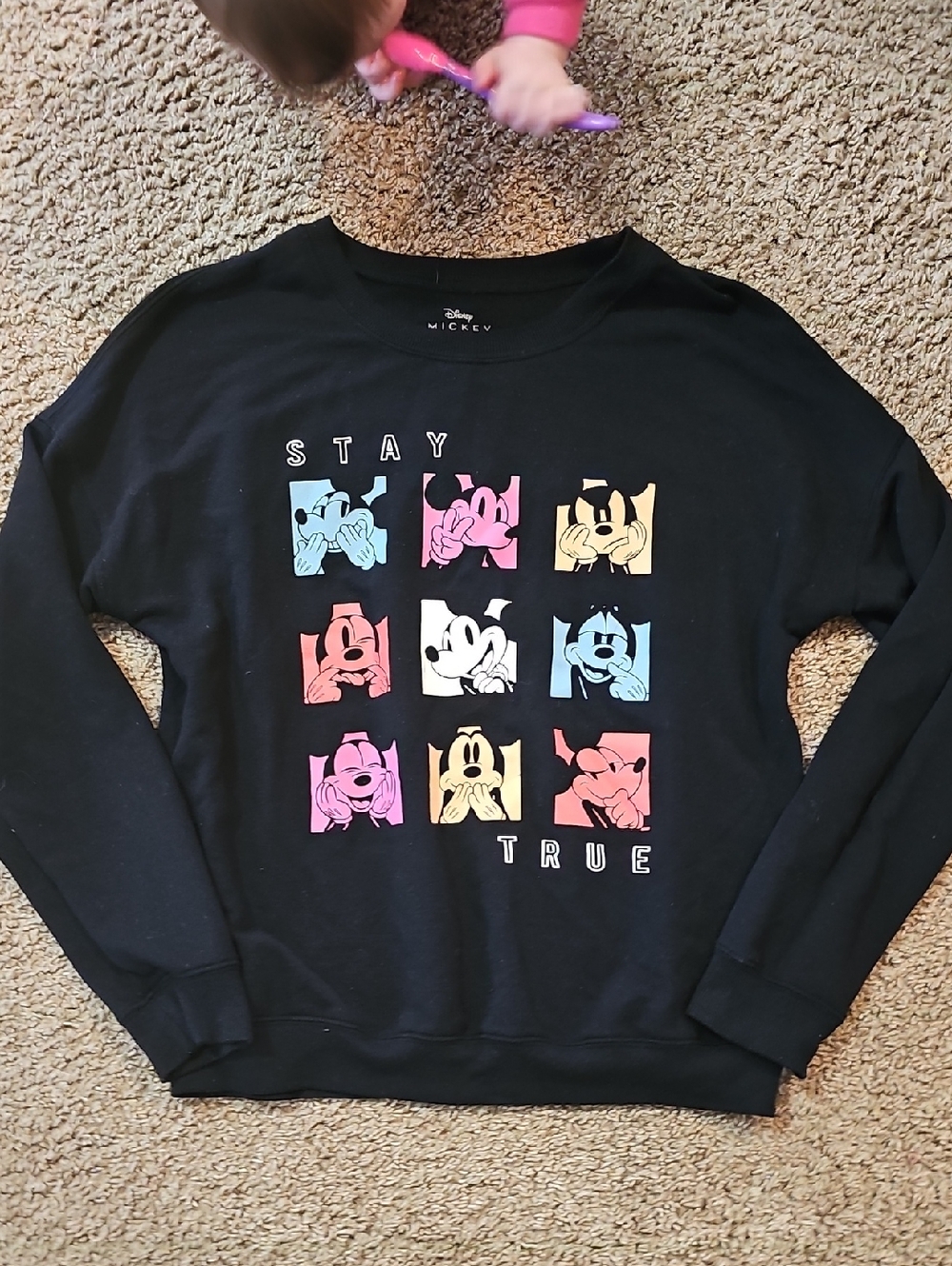 Disney Black Graphic Mickey Mouse Label Print